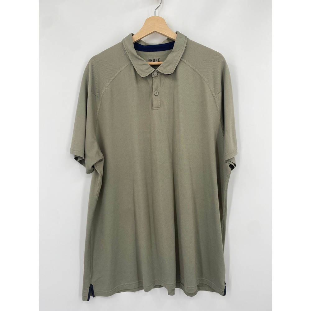 Rhone Polo Men‎ XXL Green Delta Pique Short Sleeve Performance Top